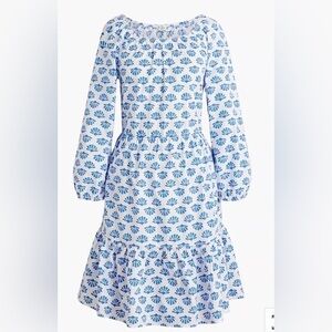 J. Crew Cotton Dress with Blue Shell Pattern Size 8